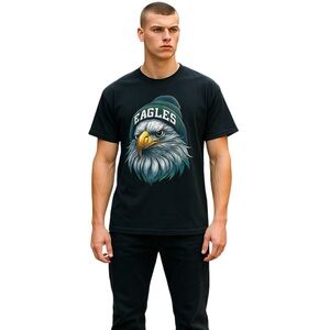 Eagles Beanie Eagle Graphic T-Shirt – Men's XL – Black Cotton Tee